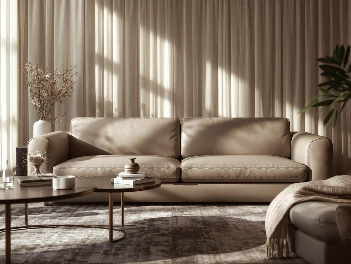 clean faux leather sofa modern living room