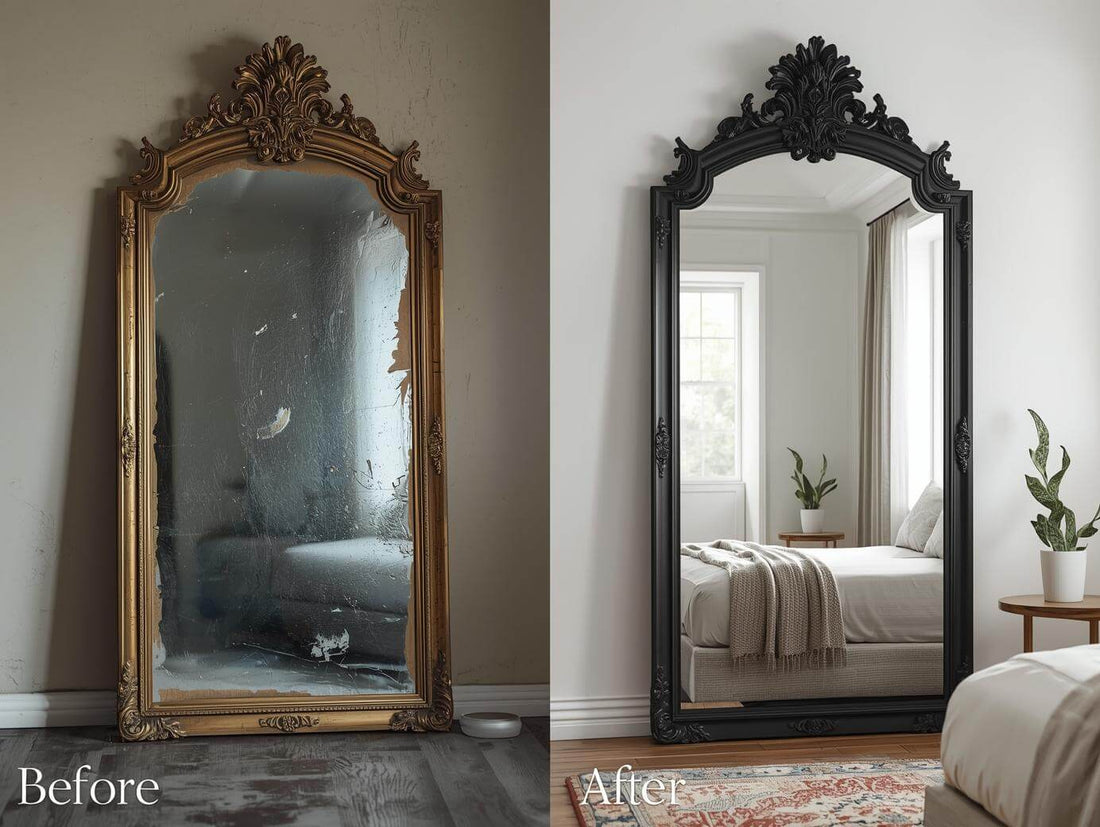 How to repaint mirror frame before after transformation