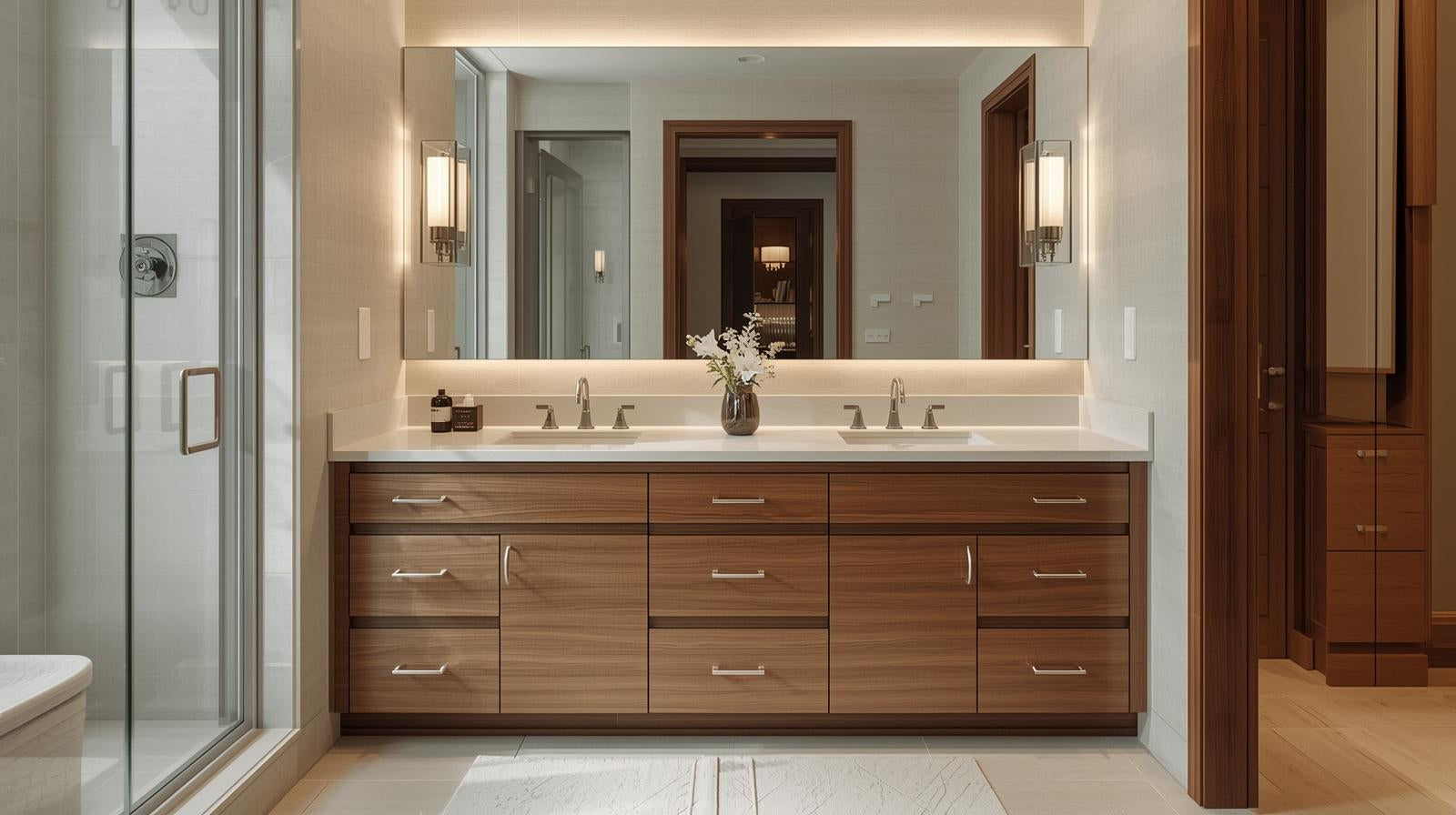 Elirian bathroom cabinet with vanity, drawers and mirror