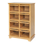 Natural Wood 8-Door Glass-Front Display Storage Cabinet - Elirian
