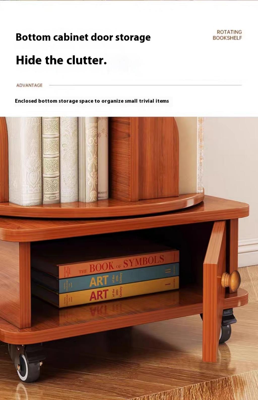 Rotating Corner Bookshelf, 6-Tier Walnut Brown Spinning Bookcase - Elirian