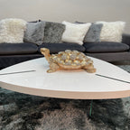 14" Gold Plated Crystal-Set Decorative Turtle Sculpture