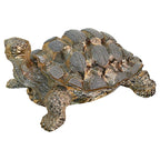 14" Gold Plated Crystal-Set Decorative Turtle Sculpture