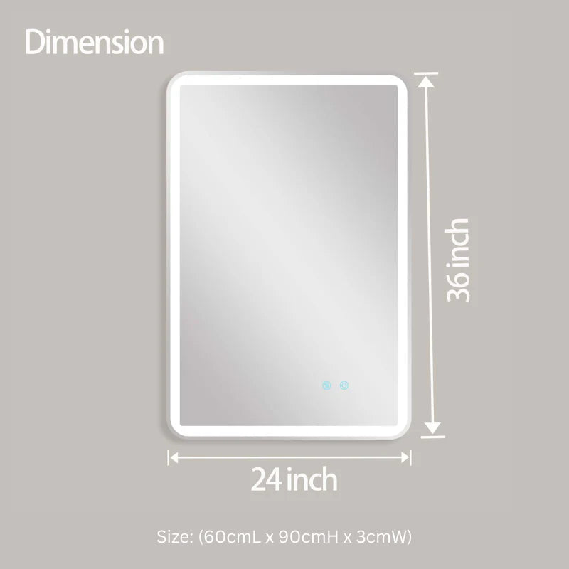 Rectangular Frameless LED Bathroom Wall Mirror with Anti-Fog Function