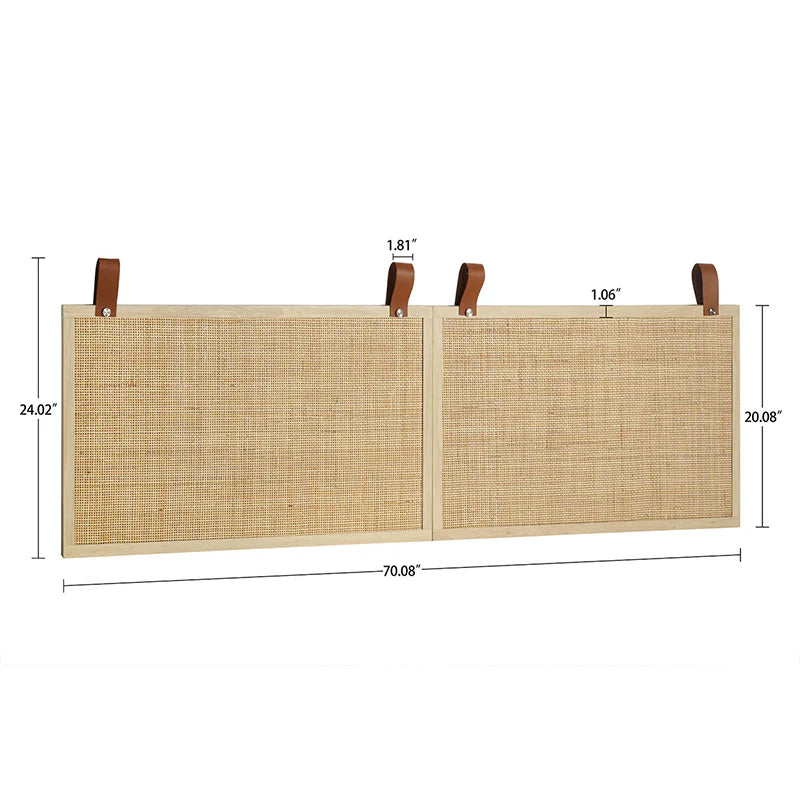 Natural Rattan Wall-Mounted Headboard Panel, 70" Double Panel