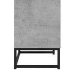 Cement Grey Geometric Nightstand with Two Drawers and Iron Frame