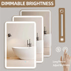 Rectangular Frameless LED Bathroom Wall Mirror with Anti-Fog Function