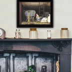 Chicken Feed Framed Wall Print by Billy Jacobs in Black Wood Frame