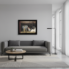 Chicken Feed Framed Wall Print by Billy Jacobs in Black Wood Frame