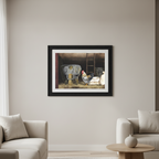 Chicken Feed Framed Wall Print by Billy Jacobs in Black Wood Frame