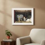 Chicken Feed Framed Wall Print by Billy Jacobs in White Wood Frame