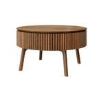 Walnut Round Lift-Top Coffee Table with Fluted Base - Elirian
