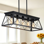 5-Light Black Farmhouse Chandelier with Adjustable Rods - Elirian