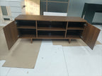 Mid-Century Walnut TV Stand with Double Doors and Open Shelving - Elirian