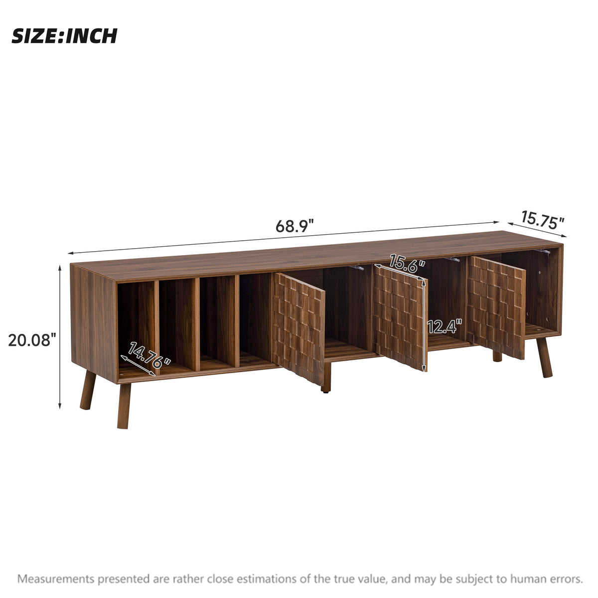 Walnut Mid-Century Modern TV Stand with Solid Wood Legs - Elirian