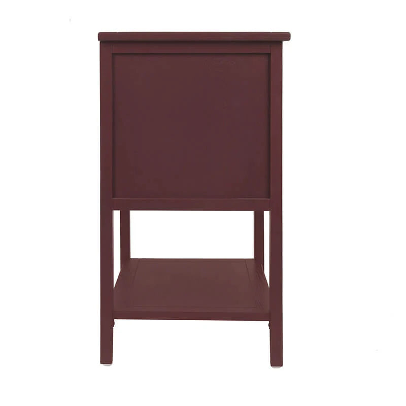 Natural Rattan Nightstand with Two Drawers and Wood Frame