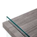 Grey Tempered Glass Nightstand with Two Open Shelves