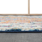 Boho Medallion Woven Polyester Area Rug in Blue and Orange