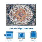10 x 8 Boho Medallion Woven Polyester Area Rug in Blue and Orange