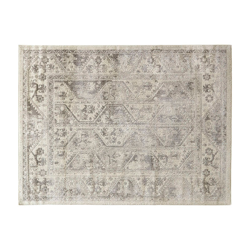Tiled Geometric Woven Polyester Area Rug in Beige and Cream