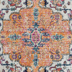 Boho Medallion Woven Polyester Area Rug in Blue and Orange