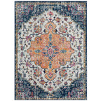 10 x 8 Boho Medallion Woven Polyester Area Rug in Blue and Orange