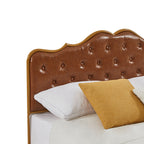 Queen Size Coffee Wood Storage Bed Frame with Slatted Headboard & 4 Drawers