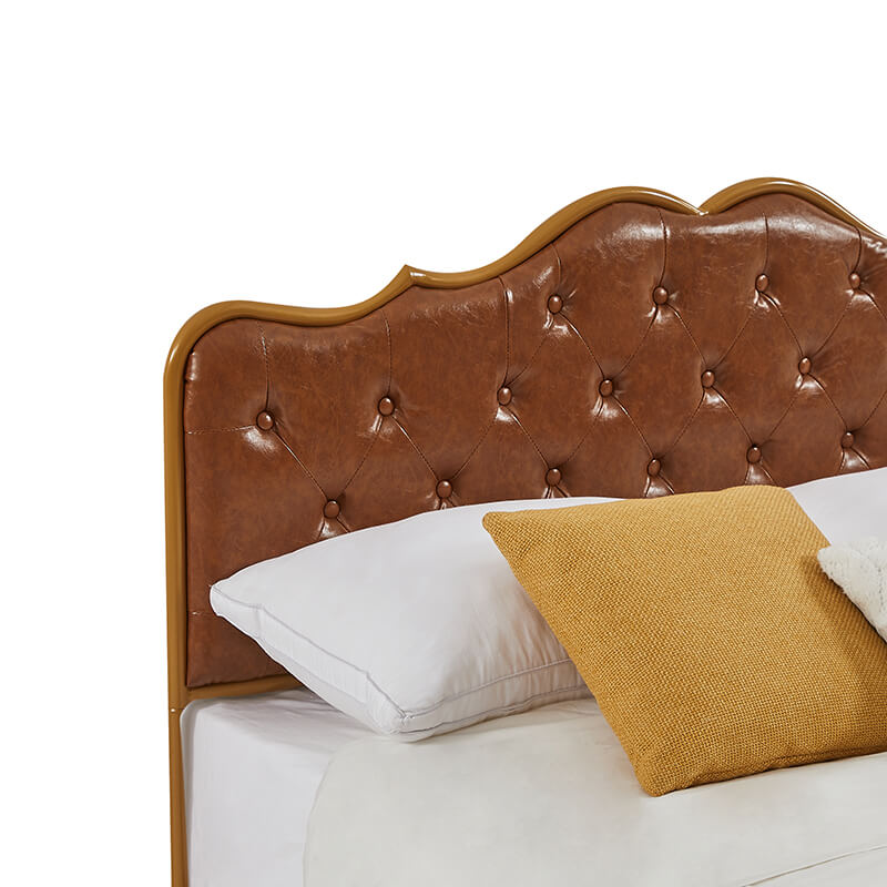 Queen Size Coffee Wood Storage Bed Frame with Slatted Headboard & 4 Drawers