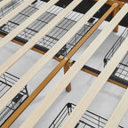 Queen Size Coffee Wood Storage Bed Frame with Slatted Headboard & 4 Drawers