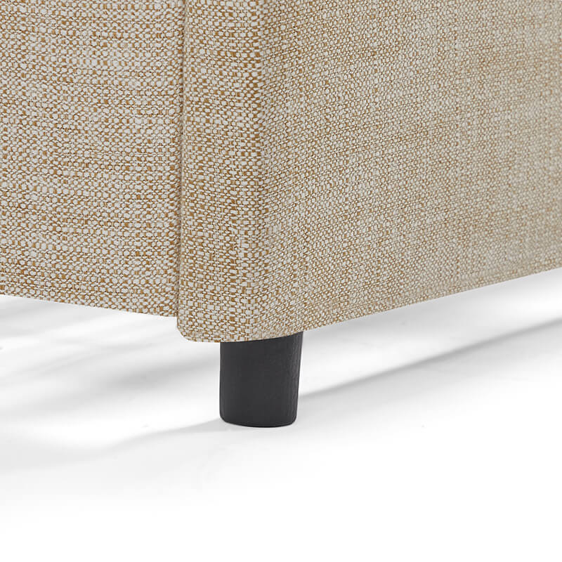 Queen Size Light Caramel Upholstered Storage Bed Frame with 4 Drawers