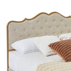 Queen Size Light Caramel Upholstered Storage Bed Frame with 4 Drawers