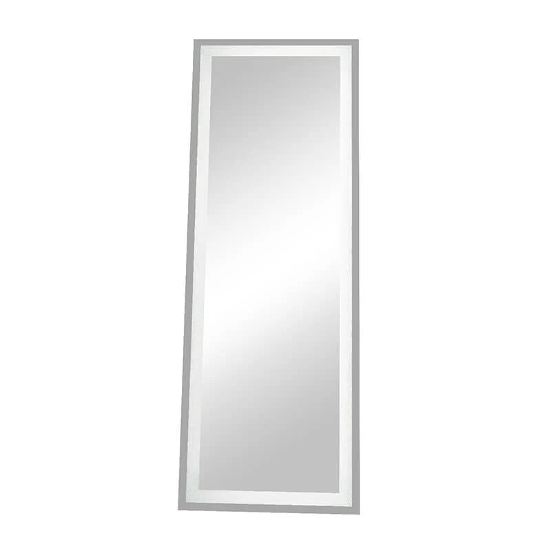Modern White Full Length LED Floor Mirror with Built-In Lights