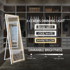 Modern White Full Length LED Floor Mirror with Built-In Lights