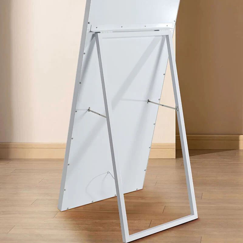 Modern White Full Length LED Floor Mirror with Built-In Lights