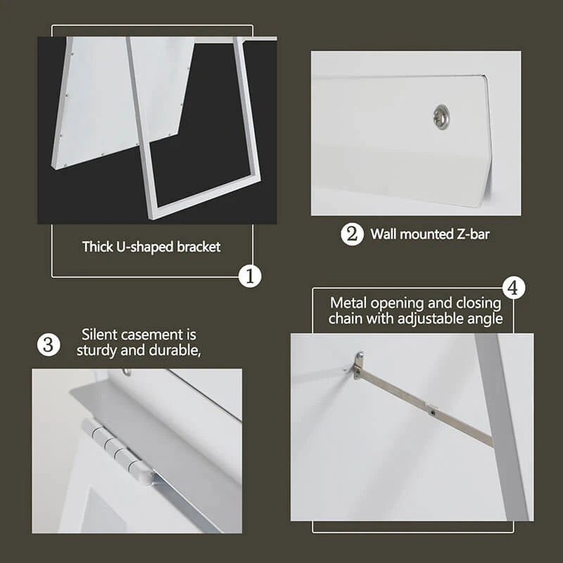 Modern White Full Length LED Floor Mirror with Built-In Lights