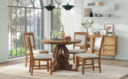 Retro Extendable Dining Set with 4 Upholstered Chairs, Walnut - Elirian