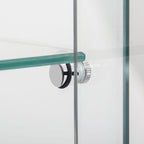 White tempered glass display cabinet with chrome locking hardware and LED lighting - Elirian