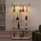 White tempered glass display cabinet with LED lighting, lockable doors, premium home decor - Elirian