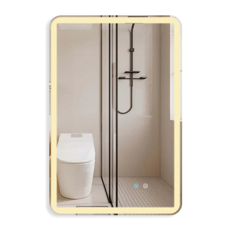 Rectangular Frameless LED Bathroom Wall Mirror with Anti-Fog Function