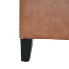 Cognac Brown Button Tufted Storage Ottoman in Faux Leather - Elirian