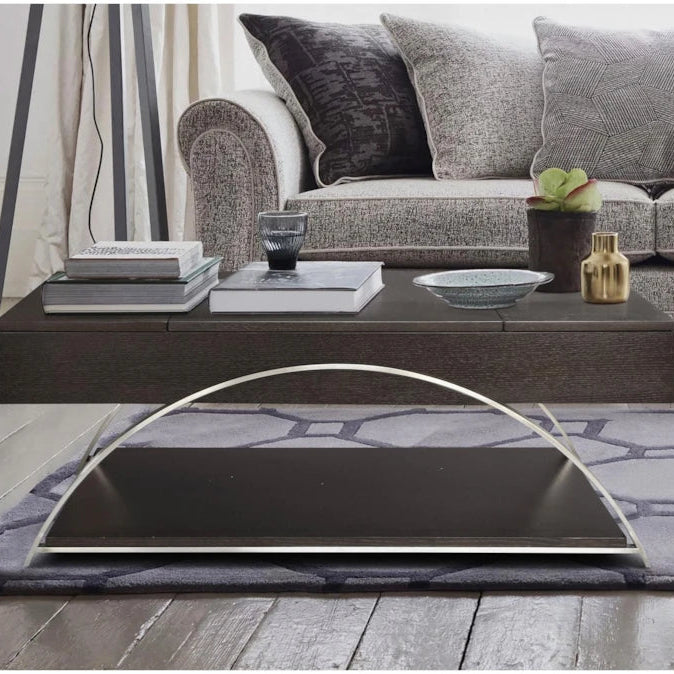 Table basse moderne expresso à plateau relevable avec rangement et structure en métal