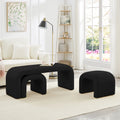 U-Shaped Teddy Ottoman Bench Set of 3, Black - Elirian