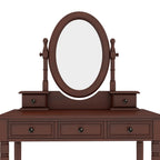 Vintage Walnut Vanity Desk Set with Adjustable Mirror & Velvet-Lined Drawers - Elirian