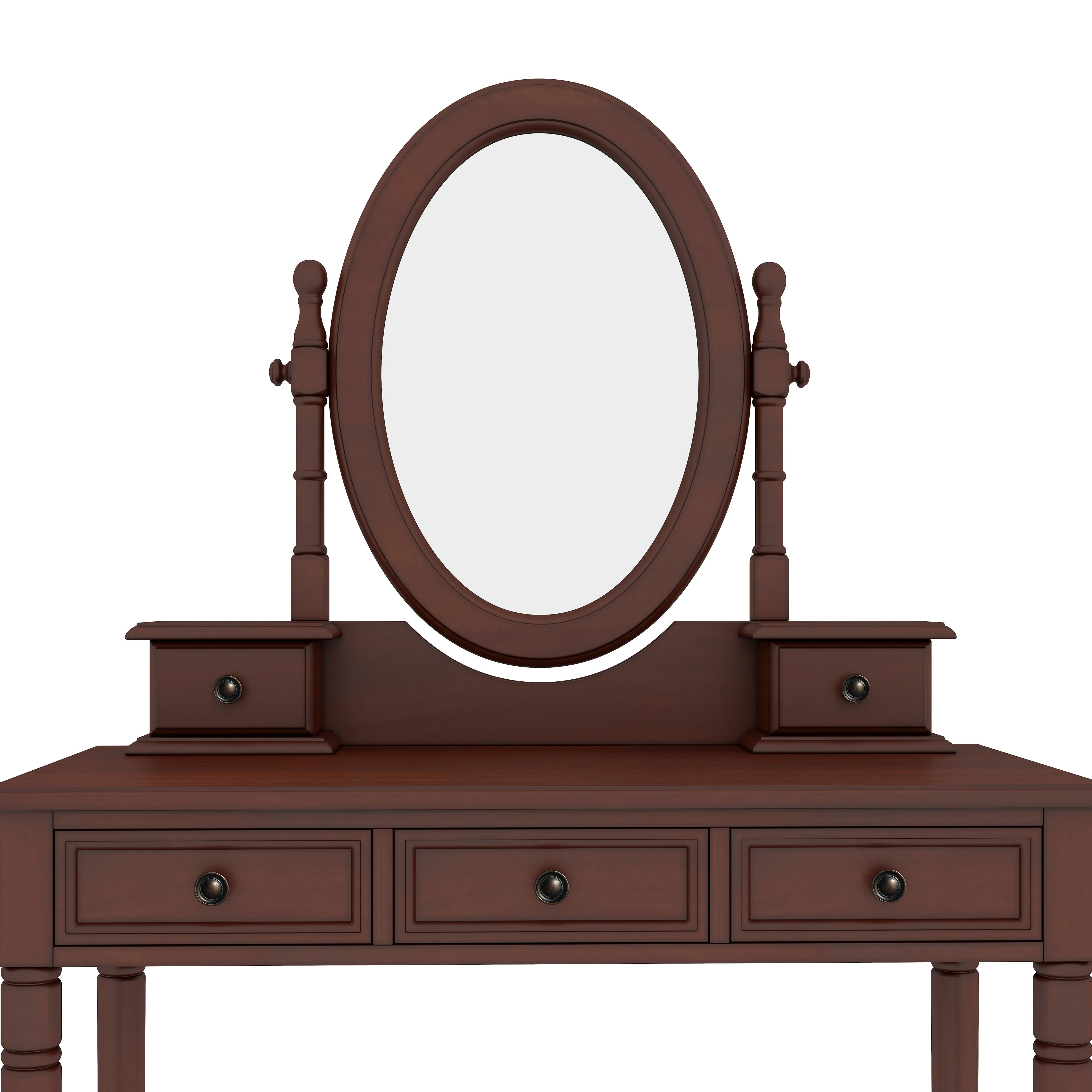 Vintage Walnut Vanity Desk Set with Adjustable Mirror & Velvet-Lined Drawers - Elirian