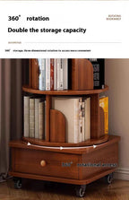 Rotating Corner Bookshelf, 6-Tier Walnut Brown Spinning Bookcase - Elirian