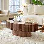 Handcrafted Oval Drum Coffee Table in Walnut - Elirian