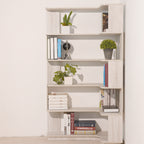 Light Gray Freestanding Corner Bookshelf with Anti-Tip Safety Design - Elirian