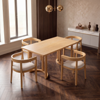 Curved back upholstered dining chairs solid wood frame natural set of four - Elirian
