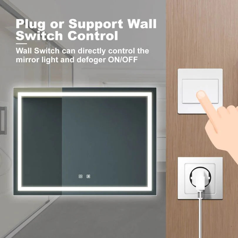 48" Luxury Bathroom LED Lighted Vanity Mirror with Wall Switch