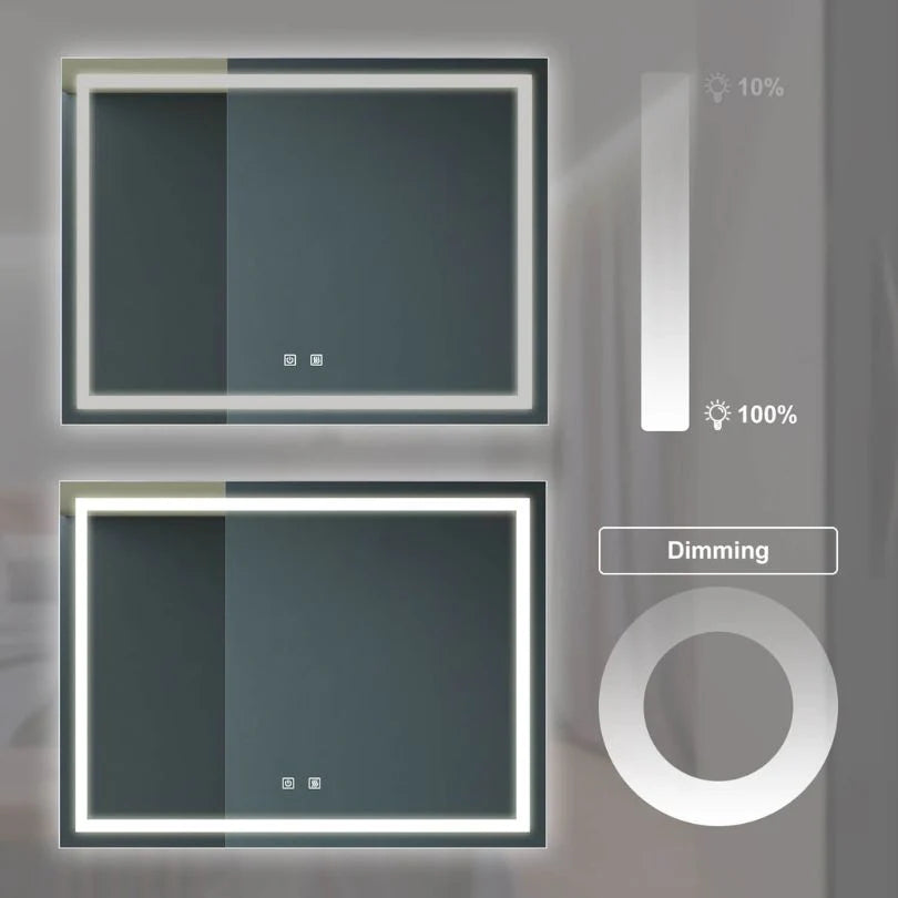 48" Luxury Bathroom LED Lighted Vanity Mirror with Wall Switch